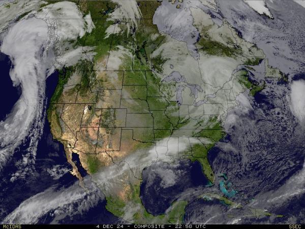 Pohjois-Amerikka Sää satelliitti kartta 