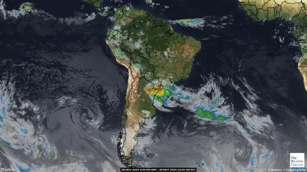 Južna Amerika Vremenska prognoza, satelitska karta 