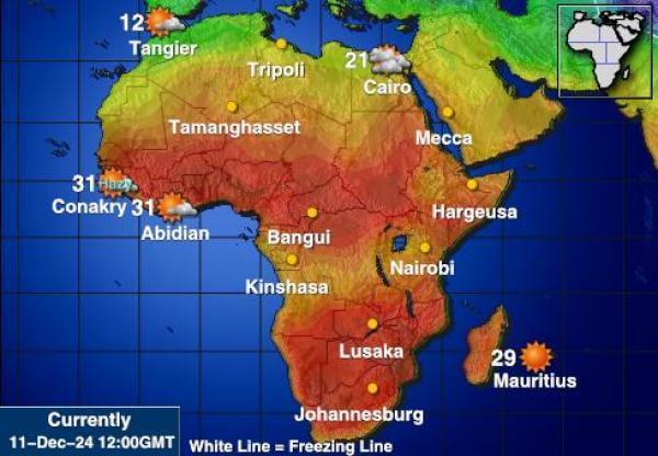 アフリカ 天気予報温度マップ 