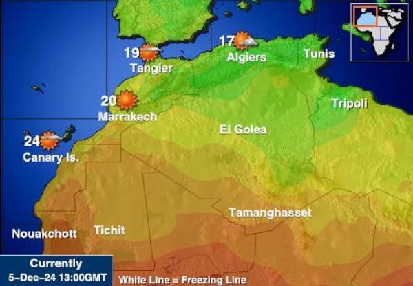 Algeria Sääennuste lämpötila kartalla 