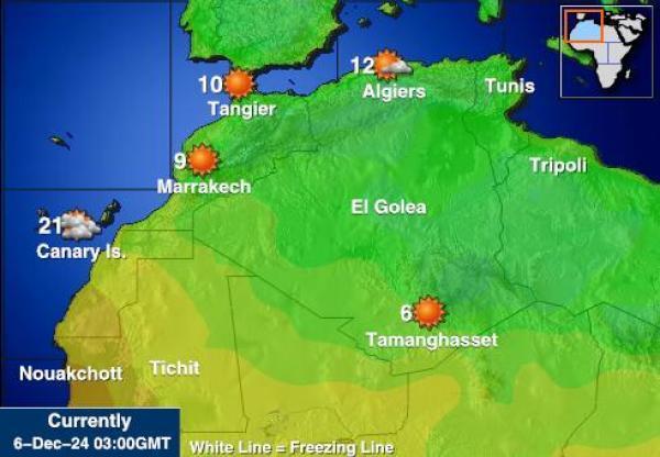 Algeria Sääennuste lämpötila kartalla 