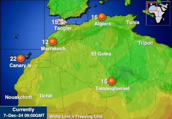 Algeria Sääennuste lämpötila kartalla 