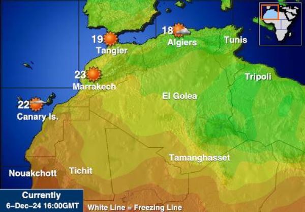 Algeria Sääennuste lämpötila kartalla 