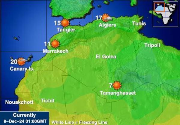 Algeria Sääennuste lämpötila kartalla 