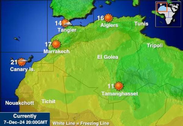 Algeria Sääennuste lämpötila kartalla 