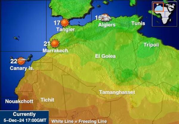 Algeria Sääennuste lämpötila kartalla 