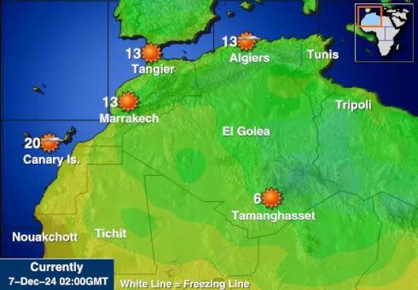 Algeria Sääennuste lämpötila kartalla 