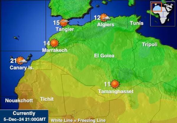 Algeria Sääennuste lämpötila kartalla 