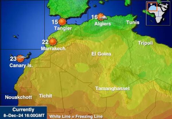 Algeria Sääennuste lämpötila kartalla 