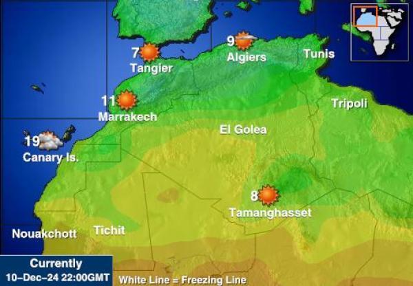 Algeria Sääennuste lämpötila kartalla 