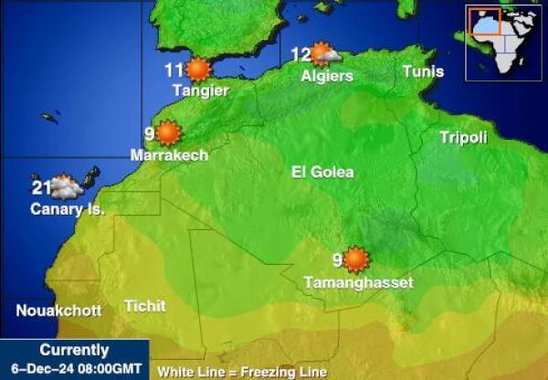 Algeria Sääennuste lämpötila kartalla 