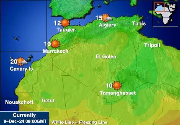 Algeria Sääennuste lämpötila kartalla 