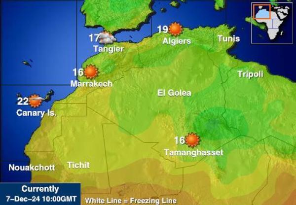 Algeria Sääennuste lämpötila kartalla 