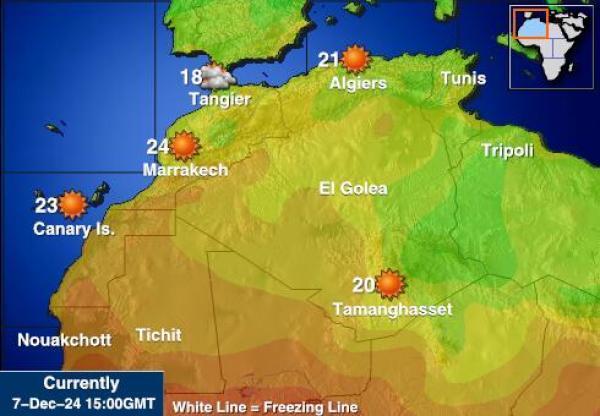 Algeria Sääennuste lämpötila kartalla 