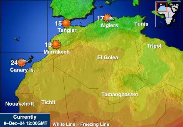 Algeria Sääennuste lämpötila kartalla 