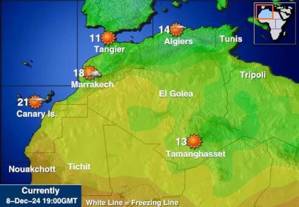 Algeria Sääennuste lämpötila kartalla 