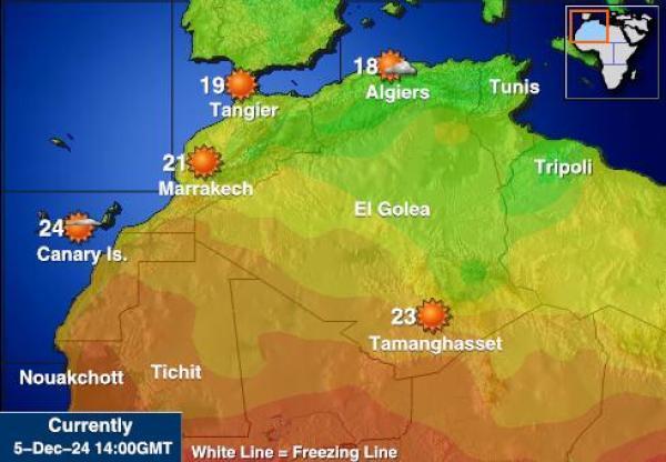 Algeria Sääennuste lämpötila kartalla 