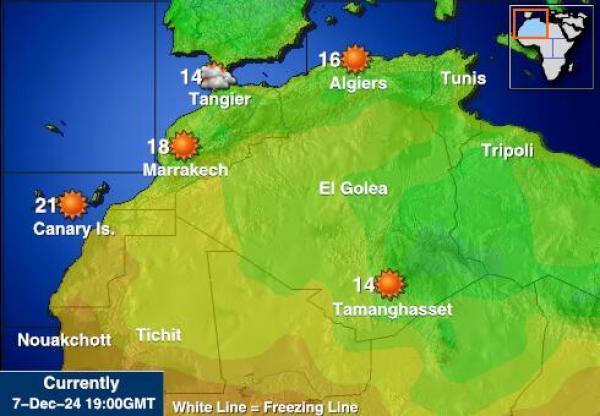 Algeria Sääennuste lämpötila kartalla 