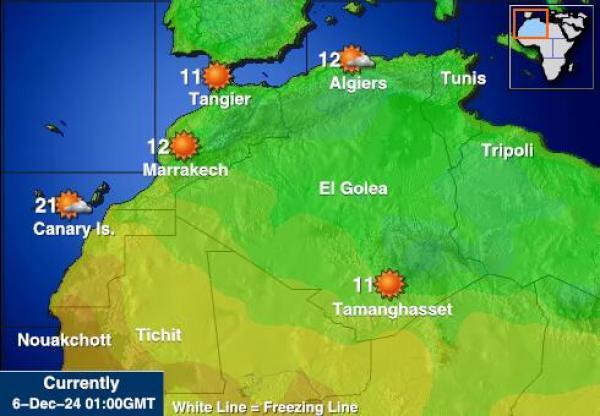 Algeria Sääennuste lämpötila kartalla 