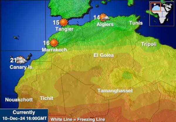 Algeria Sääennuste lämpötila kartalla 