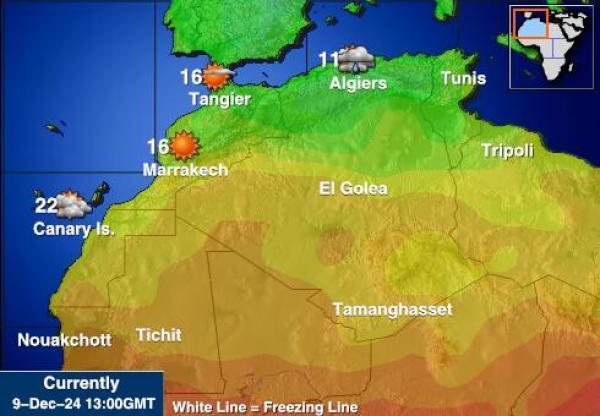 Algeria Sääennuste lämpötila kartalla 