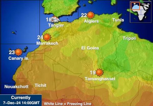 Algeria Sääennuste lämpötila kartalla 