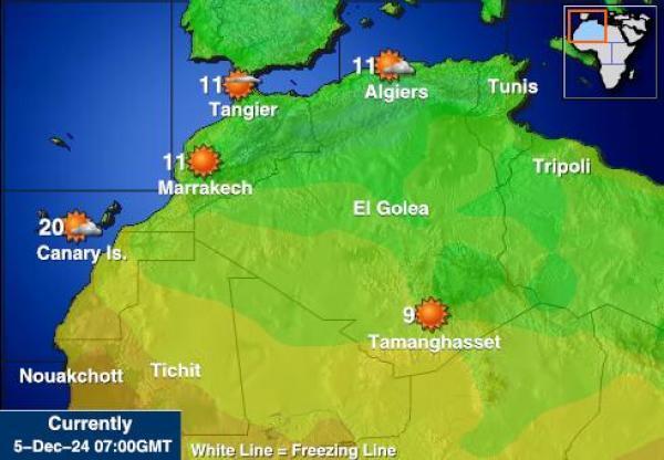 Algeria Sääennuste lämpötila kartalla 