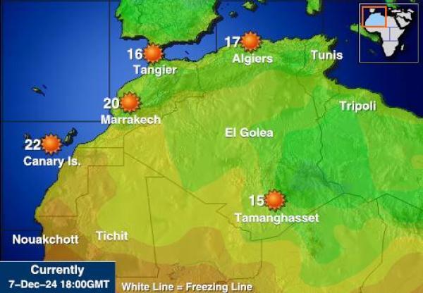 Algeria Sääennuste lämpötila kartalla 