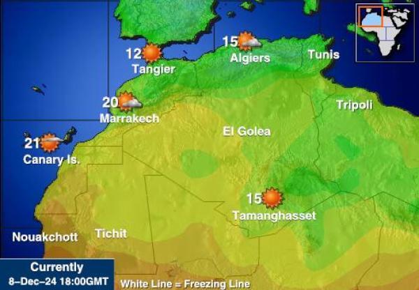 Algeria Sääennuste lämpötila kartalla 