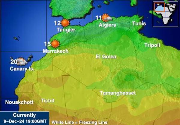 Algeria Sääennuste lämpötila kartalla 