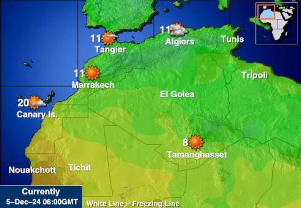 Algeria Sääennuste lämpötila kartalla 