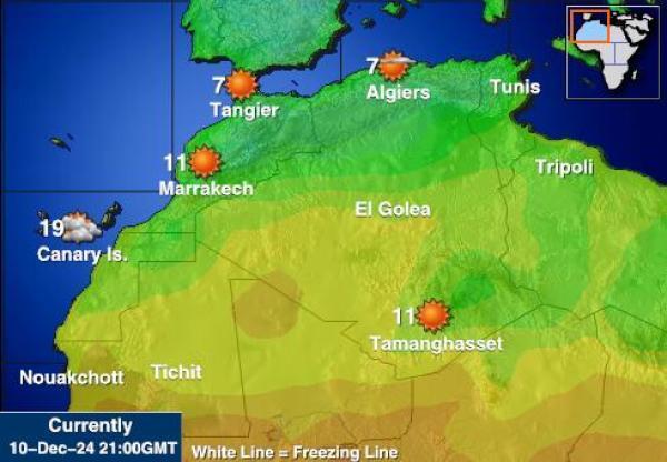 Algeria Sääennuste lämpötila kartalla 