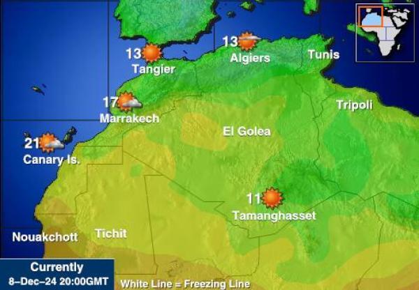 Algeria Sääennuste lämpötila kartalla 