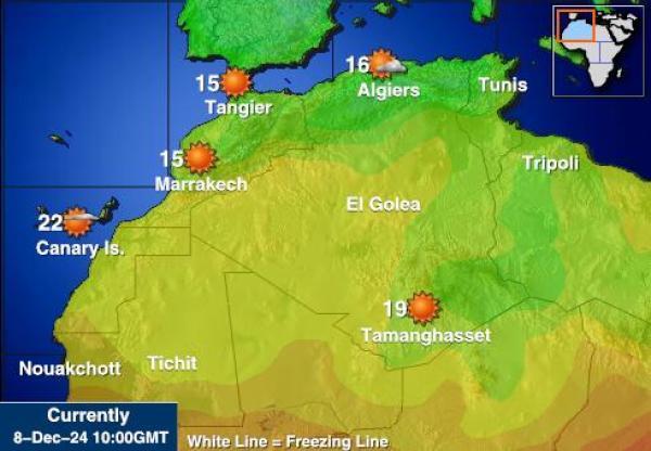 Algeria Sääennuste lämpötila kartalla 