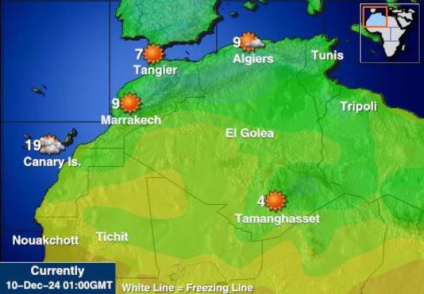 Algeria Sääennuste lämpötila kartalla 