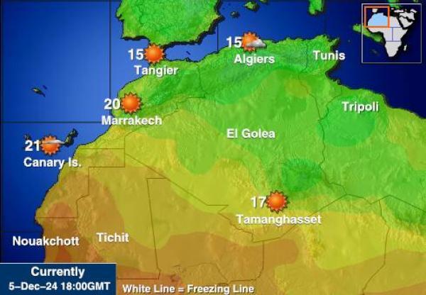 Algeria Sääennuste lämpötila kartalla 