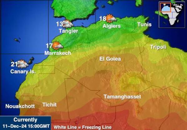 アルジェリア 天気予報温度マップ 