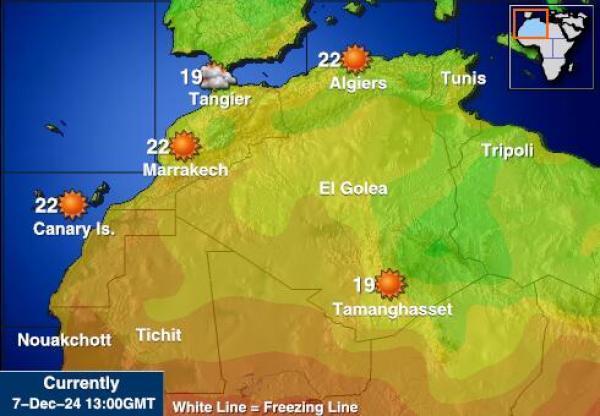 Algeria Sääennuste lämpötila kartalla 