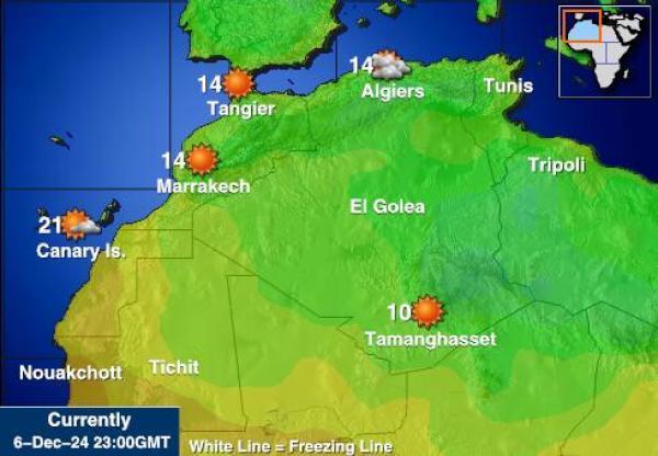 Algeria Sääennuste lämpötila kartalla 