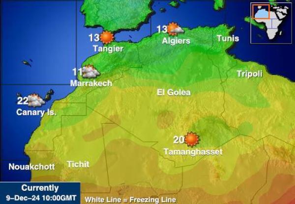 Algeria Sääennuste lämpötila kartalla 