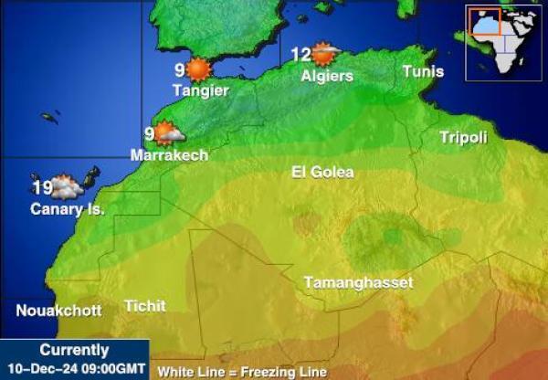 Algeria Sääennuste lämpötila kartalla 