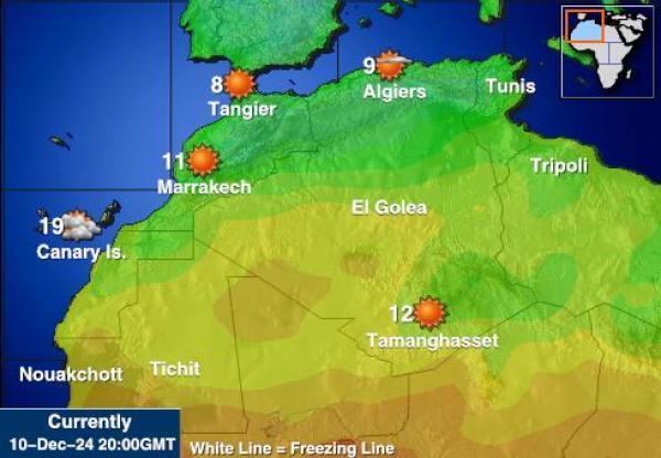 Algeria Sääennuste lämpötila kartalla 