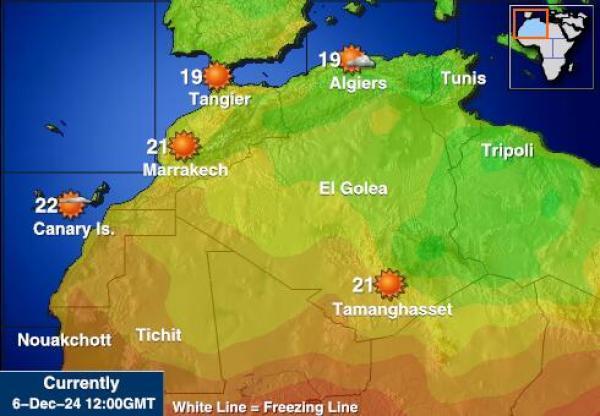 Algeria Sääennuste lämpötila kartalla 