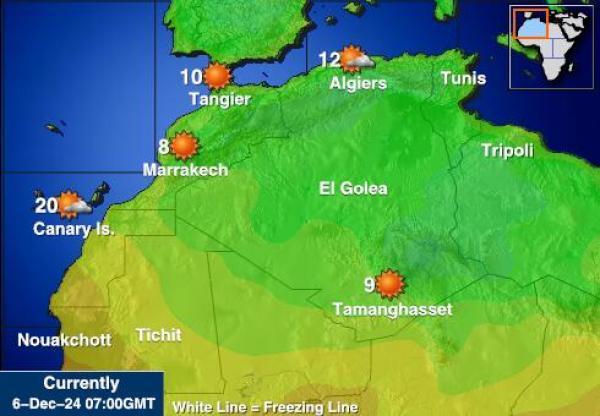 Algeria Sääennuste lämpötila kartalla 