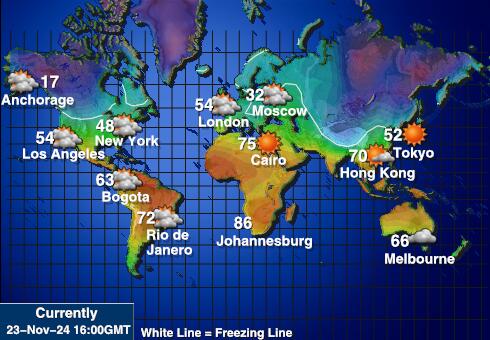 Samoa Amerykańskie Prognoza pogody temperaturę na mapie 