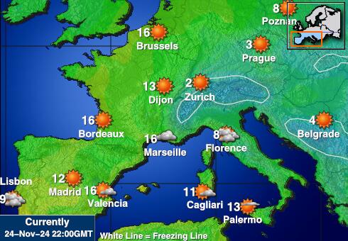 Andora Vremenska prognoza, temperatura, karta 