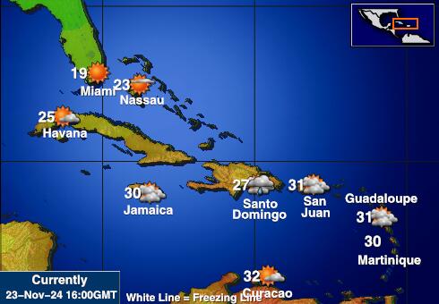 Anguilla Prognoza pogody temperaturę na mapie 