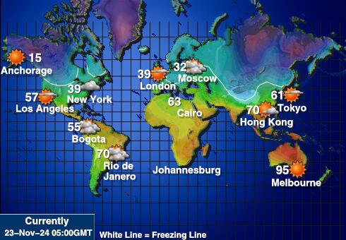 Antarktyda Prognoza pogody temperaturę na mapie 