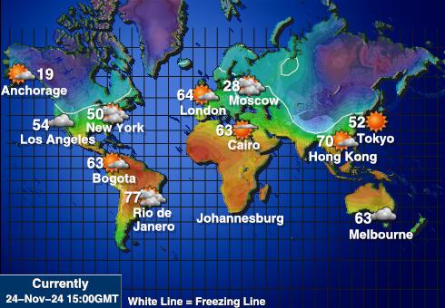 Antarktika Vremenska prognoza, temperatura, karta 