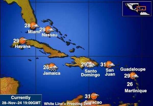 Antigva i Barbuda Vremenska prognoza, temperatura, karta 